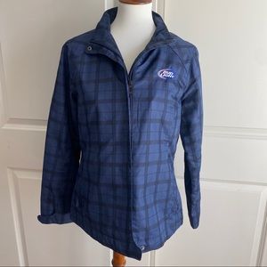 Bud Light Blue Plaid Lightweight Jacket - M